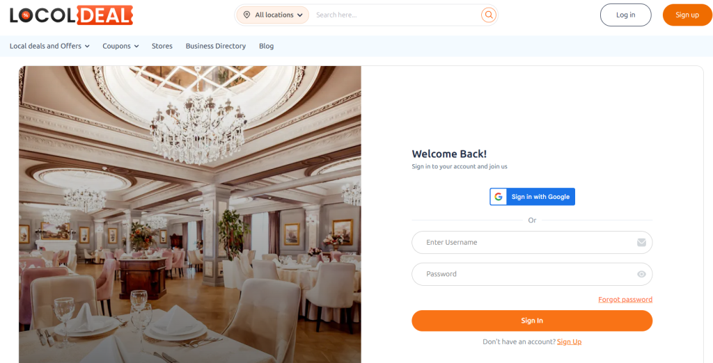 Free User login page in LocolDeal