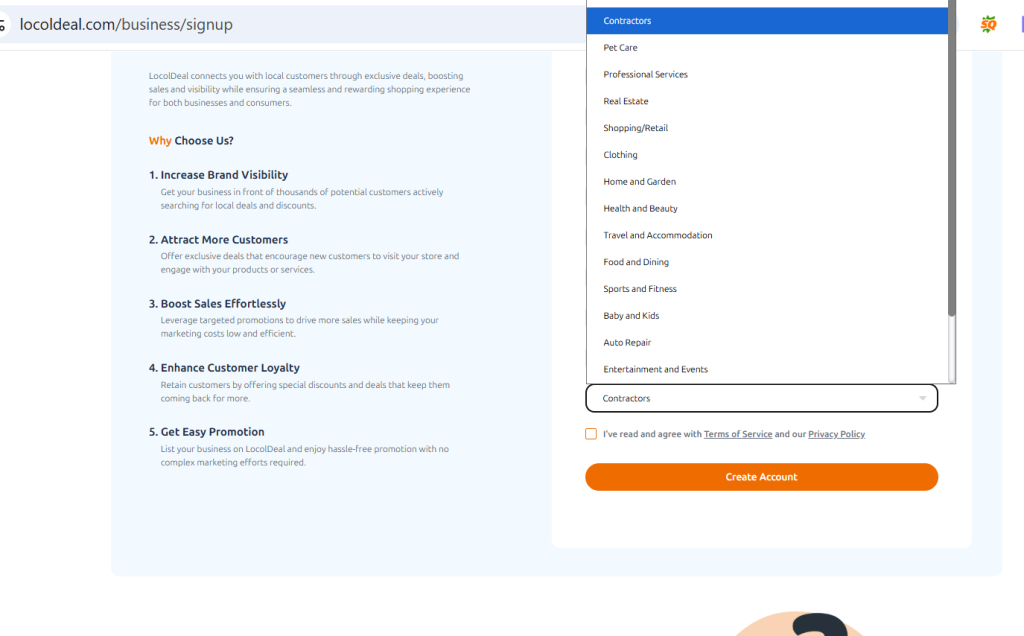 free business signup as a contractors
