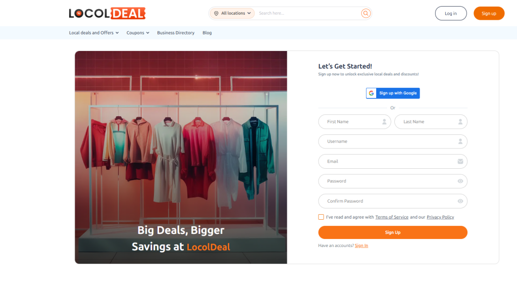 signup as a customer with LocolDeal