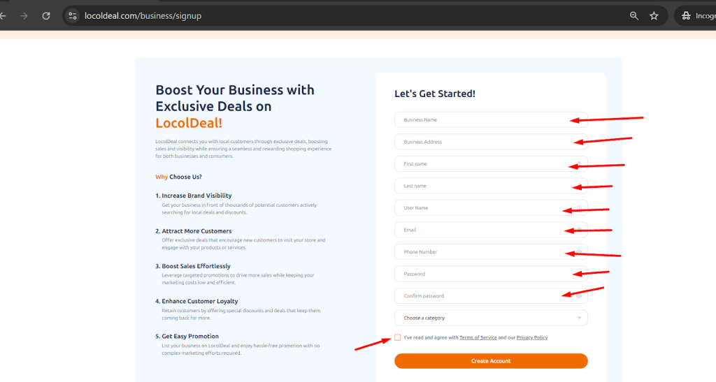 Add here details like name, last name, user name, phone number, email, password and all.