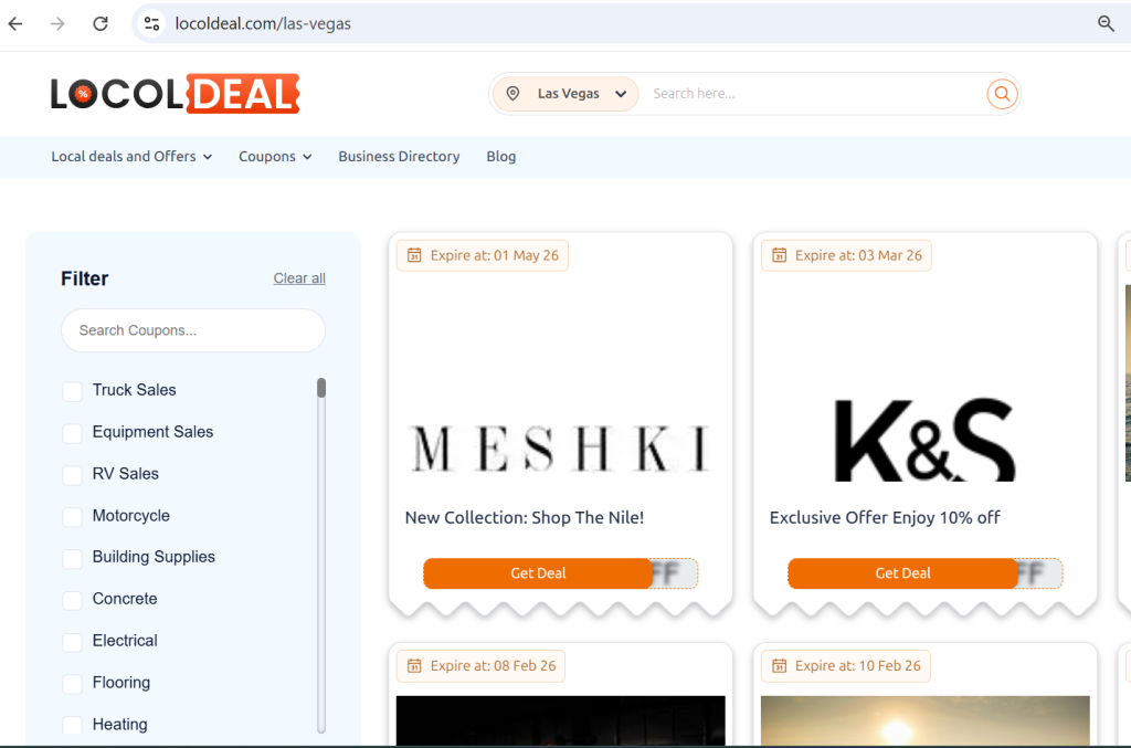 list coupons for business in Las Vegas
