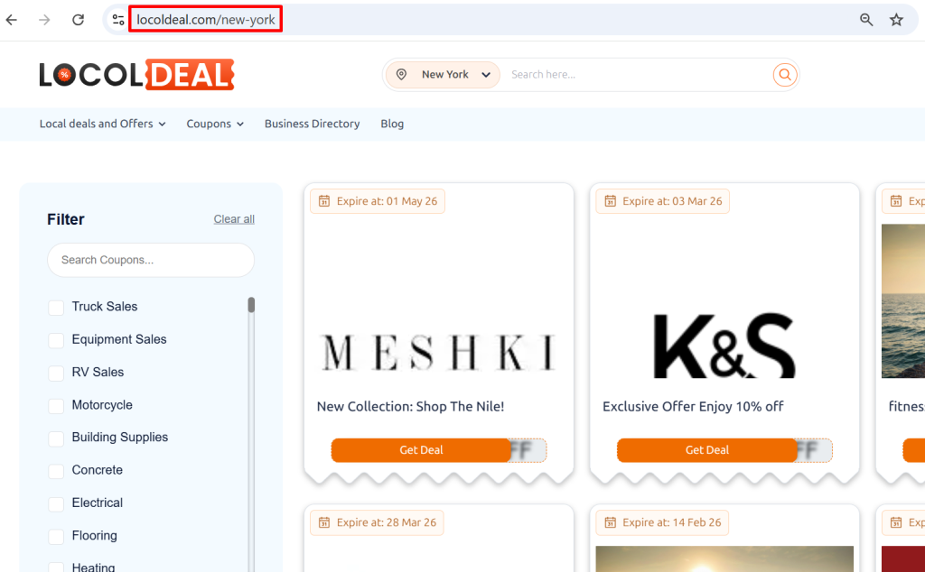 Business deal listing site in New York with Locoldeal