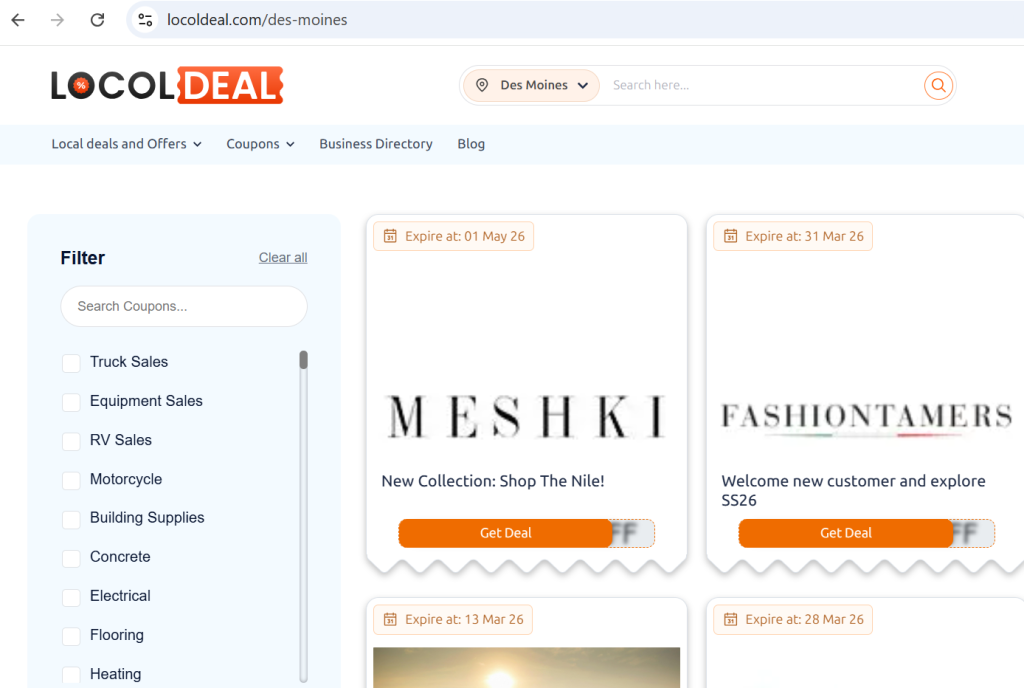 Local Business Exposure in Des Moines
