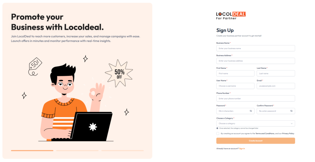 Create your business partner account to get started!

