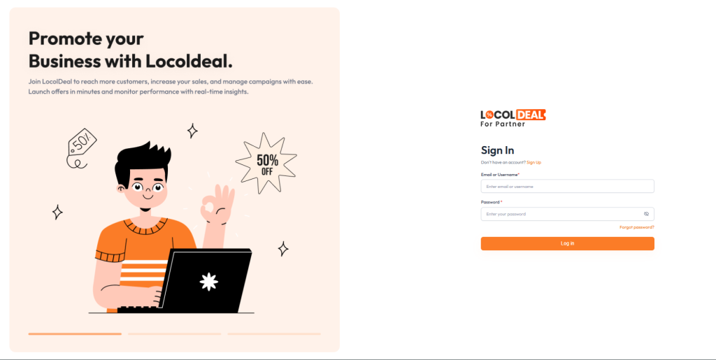 locoldeal venfor login page