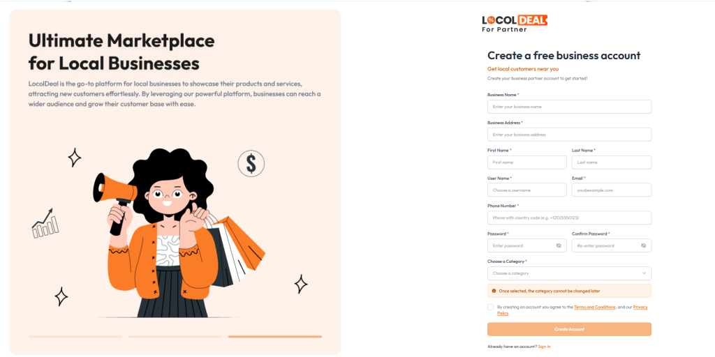 sign up for a local marketplace as a vendor