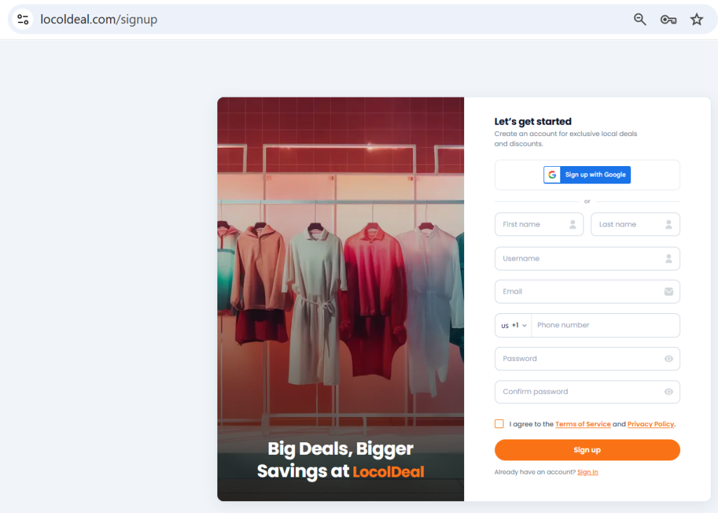 Customer Signup for free