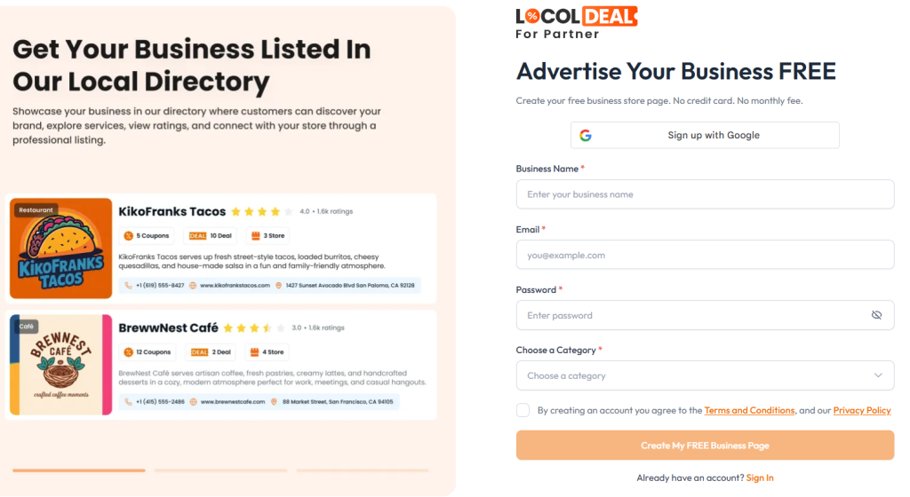 advertise your business free with LocolDeal