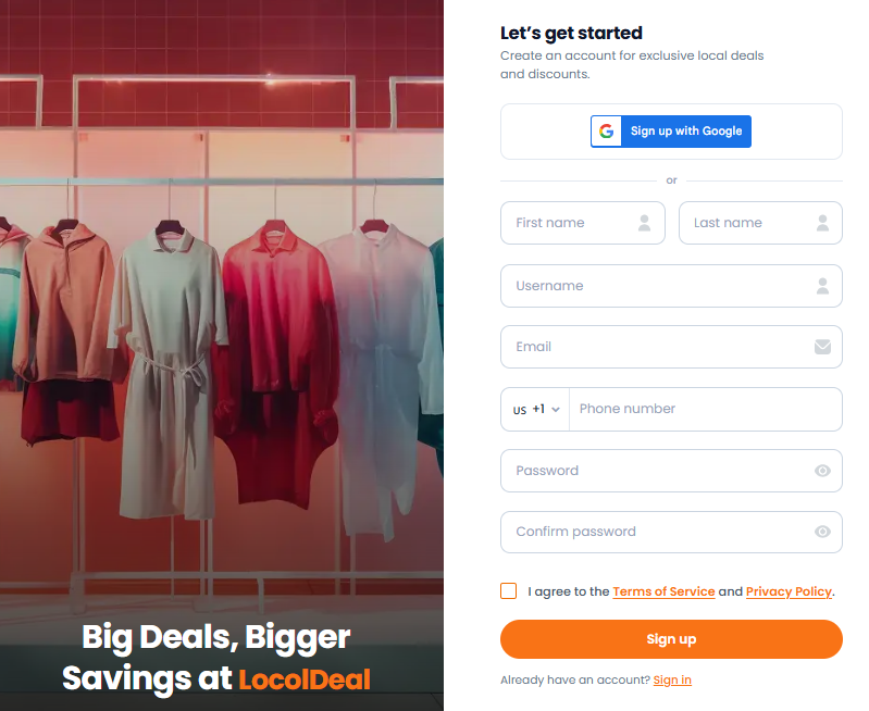 Customer Signup with LocolDeal